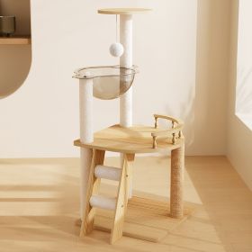 41.3" Modern Cat Tower, Wood Cat Tree Tower for Indoor Cats, Cat Treewith Sisal-Covered Scratching Posts and Top Perch